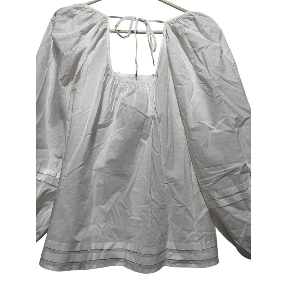 Maurices Lace Babydoll Blouse Womens 1X White Ballon Sleeves Cottagecore Peasent - Picture 13 of 16